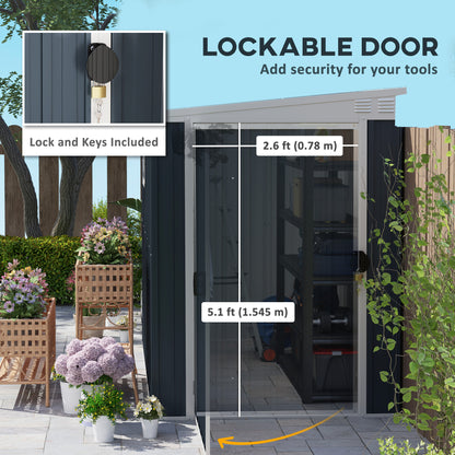 4' x 8' Outdoor Storage Shed, Metal Garden Shed with Window, 2 Vents and Lockable Door for Backyard, Garden, Patio