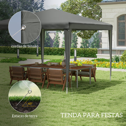 10x10ft Party Tent Portable Gazebo, Folding Garden Canopy Event Shelter Outdoor Sunshade Grey
