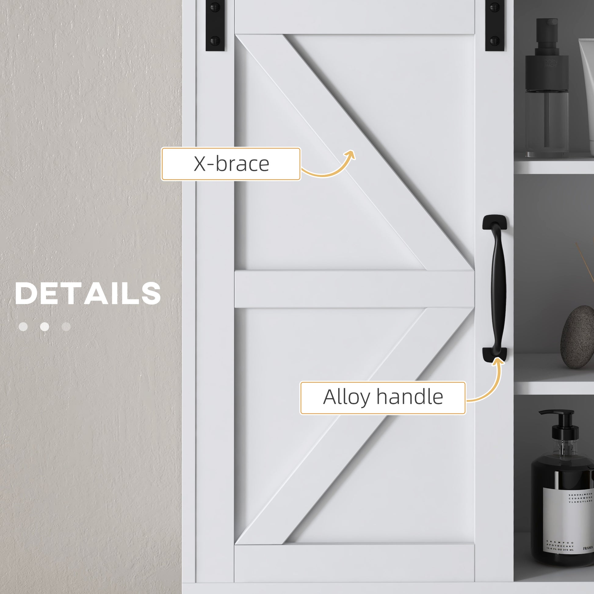 Bathroom Medicine Cabinet, Wall Cabinet with Sliding Door and Adjustable Shelf, 22.8" x 7.8" x 24.4", White
