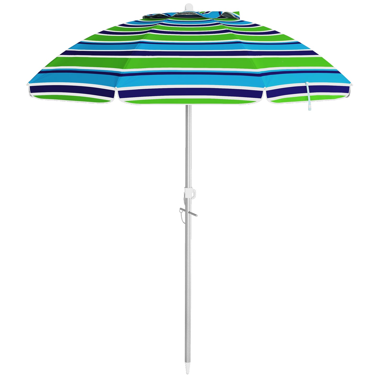 6ft Travel Beach Umbrella with Sand Anchor Height Adjustable Sun Umbrella with Tilt Bag 40+ UV Protection Multicolour