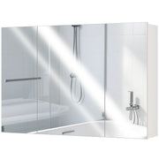 35" x 24" Wall Mounted Mirror Cabinet, Bathroom Medicine Cabinet with Mirror, 3 Doors and Adjustable Shelves, White