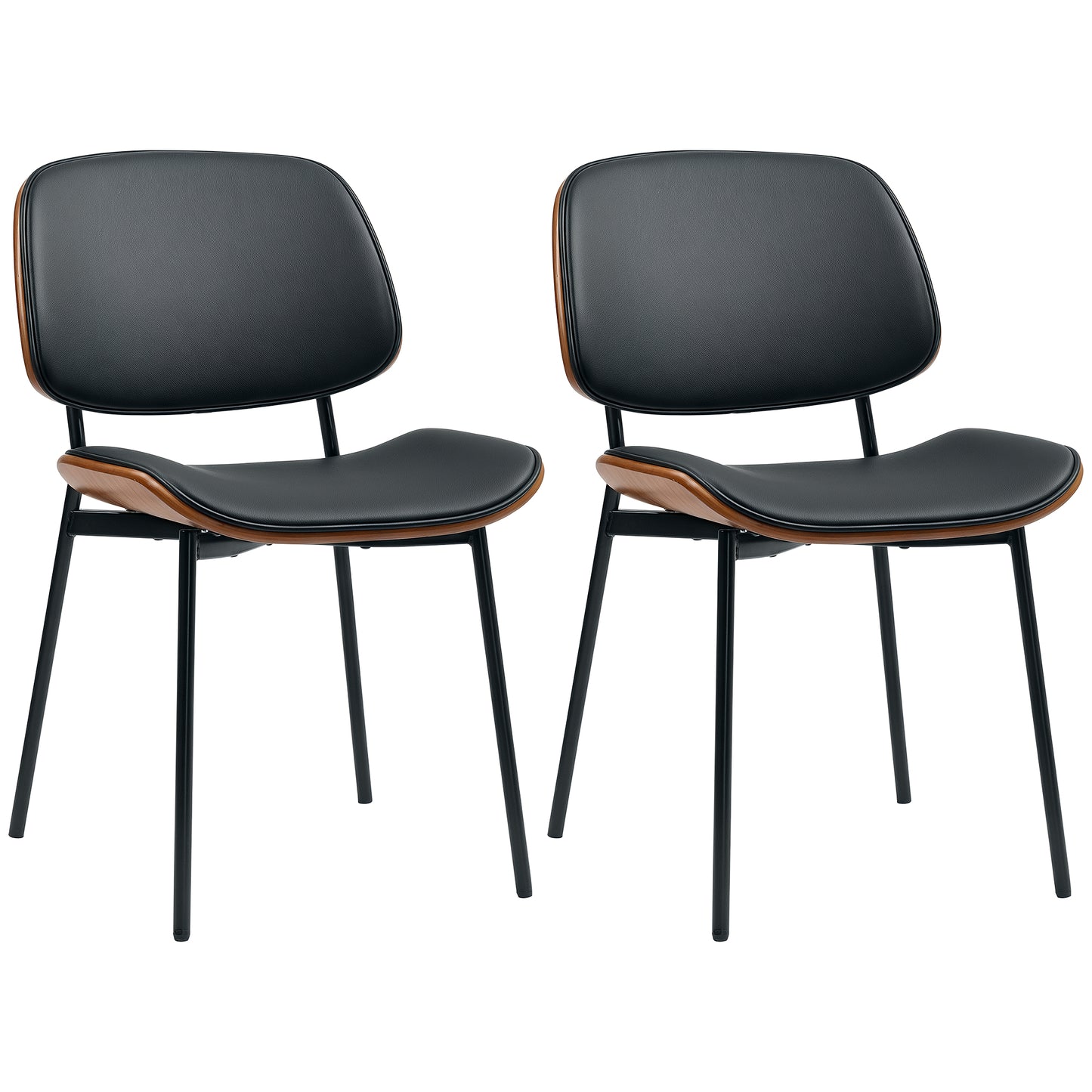 Dining Chairs Set of 2, Mid Century Modern Dining Room Chairs with Bentwood Back and Metal Legs for Kitchen Living Room