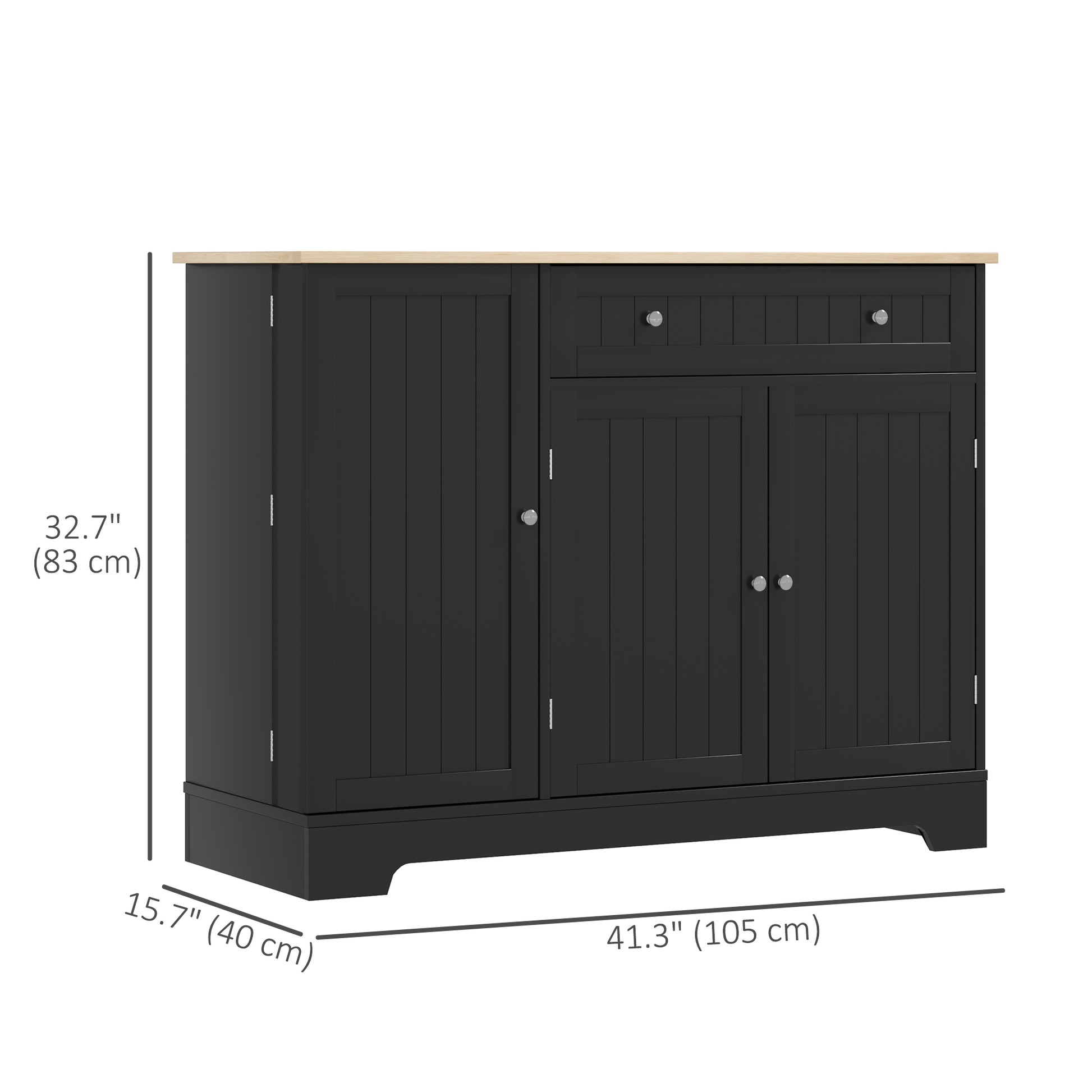 Modern Sideboard Cabinet, 41" Kitchen Buffet Cabinet with Drawer, Adjustable Shelf, 3 Doors for Dining Room, Black