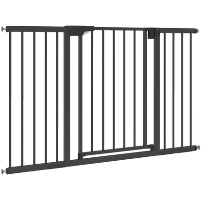 Baby Gate, Pet Safety Gate Pressure Fit, 30"-51" Wide with Two-Way Open, Auto-Close for Stair, Doorways, Hallways, Black