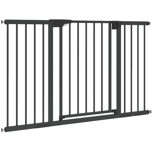 Baby Gate, Pet Safety Gate Pressure Fit, 30"-51" Wide with Two-Way Open, Auto-Close for Stair, Doorways, Hallways, Black