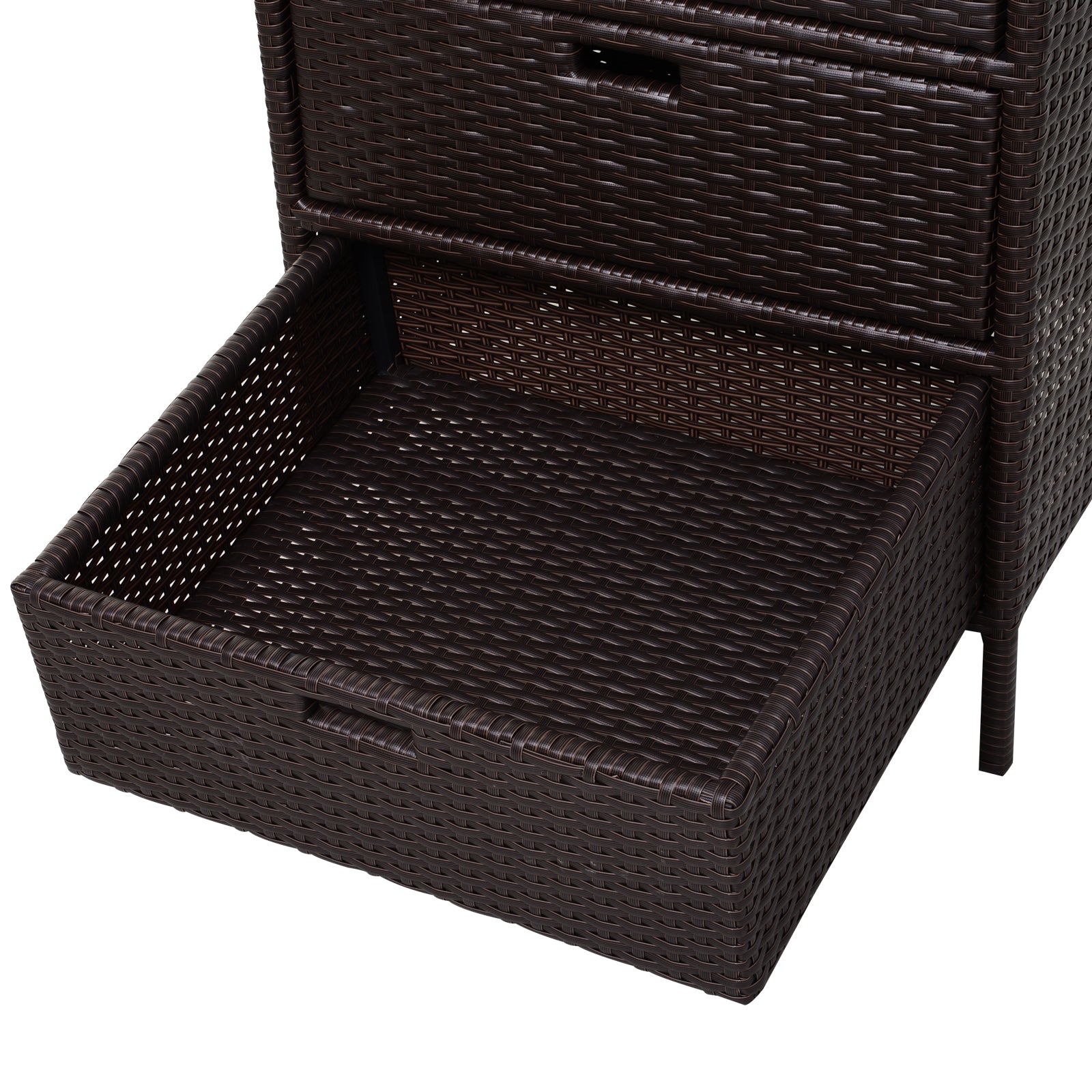 32" Poolside Rattan Wicker Patio Organizer Storage Cabinet Bathroom Storage w/ 3 Large Drawers Garden Outdoor