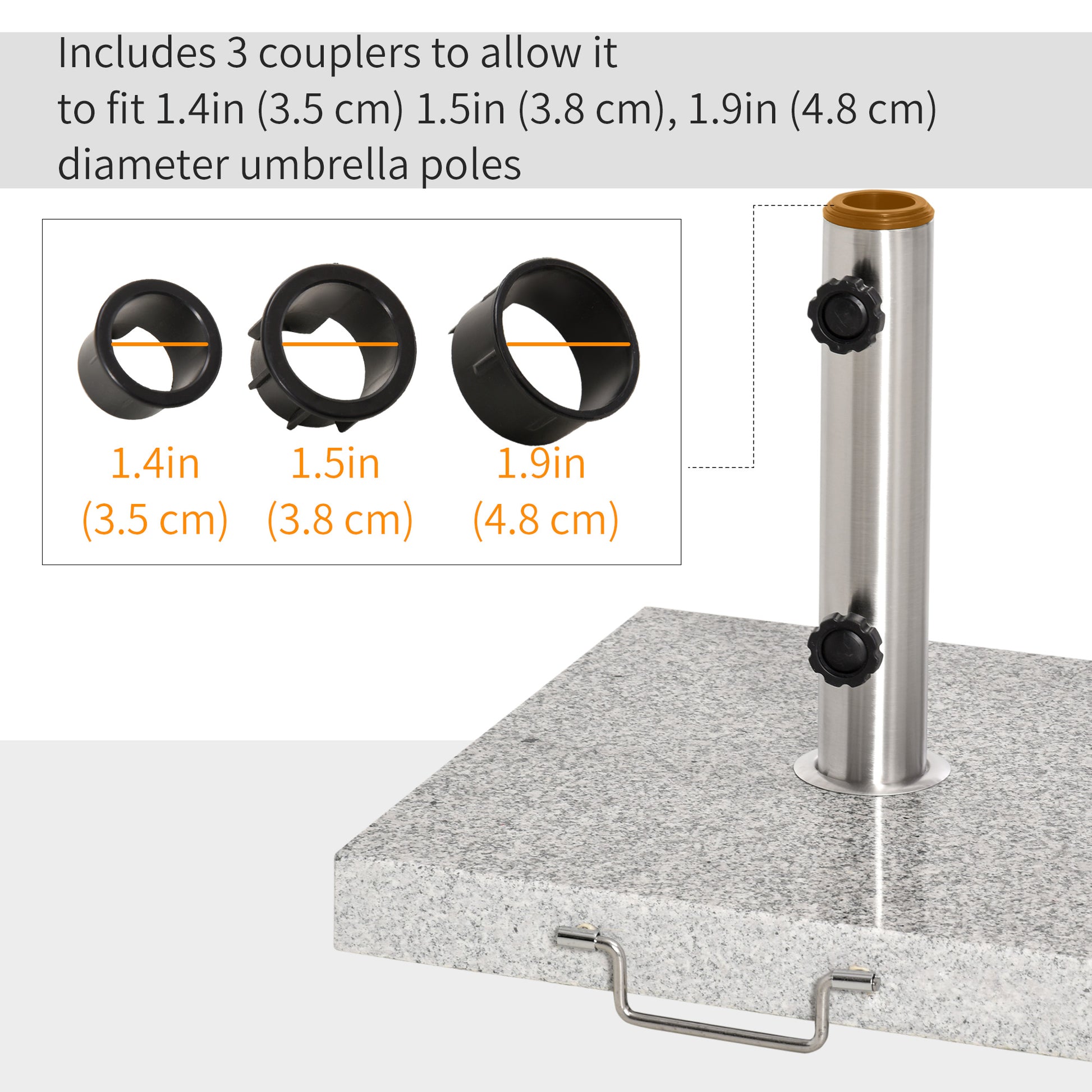 55 lbs Marble Square Umbrella Stand 16.5" Market Heavy Holder Base w/ Wheels, Grey