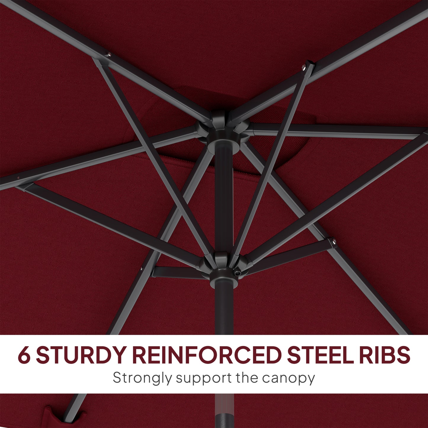 6.6x9.6ft Rectangle Aluminum Tilt Patio Umbrella, Garden Market Parasol, Outdoor Sunshade Canopy with Crank, Wine Red