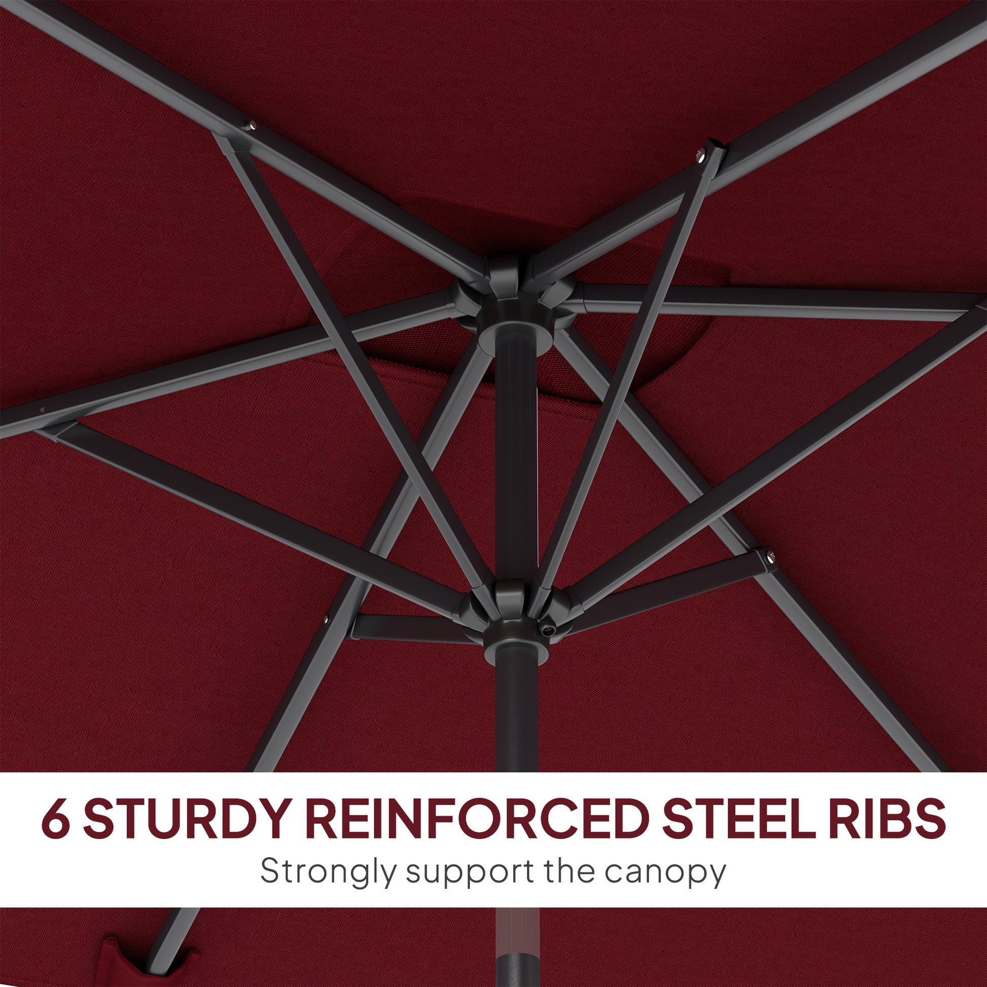 6.6x9.6ft Rectangle Aluminum Tilt Patio Umbrella, Garden Market Parasol, Outdoor Sunshade Canopy with Crank, Wine Red