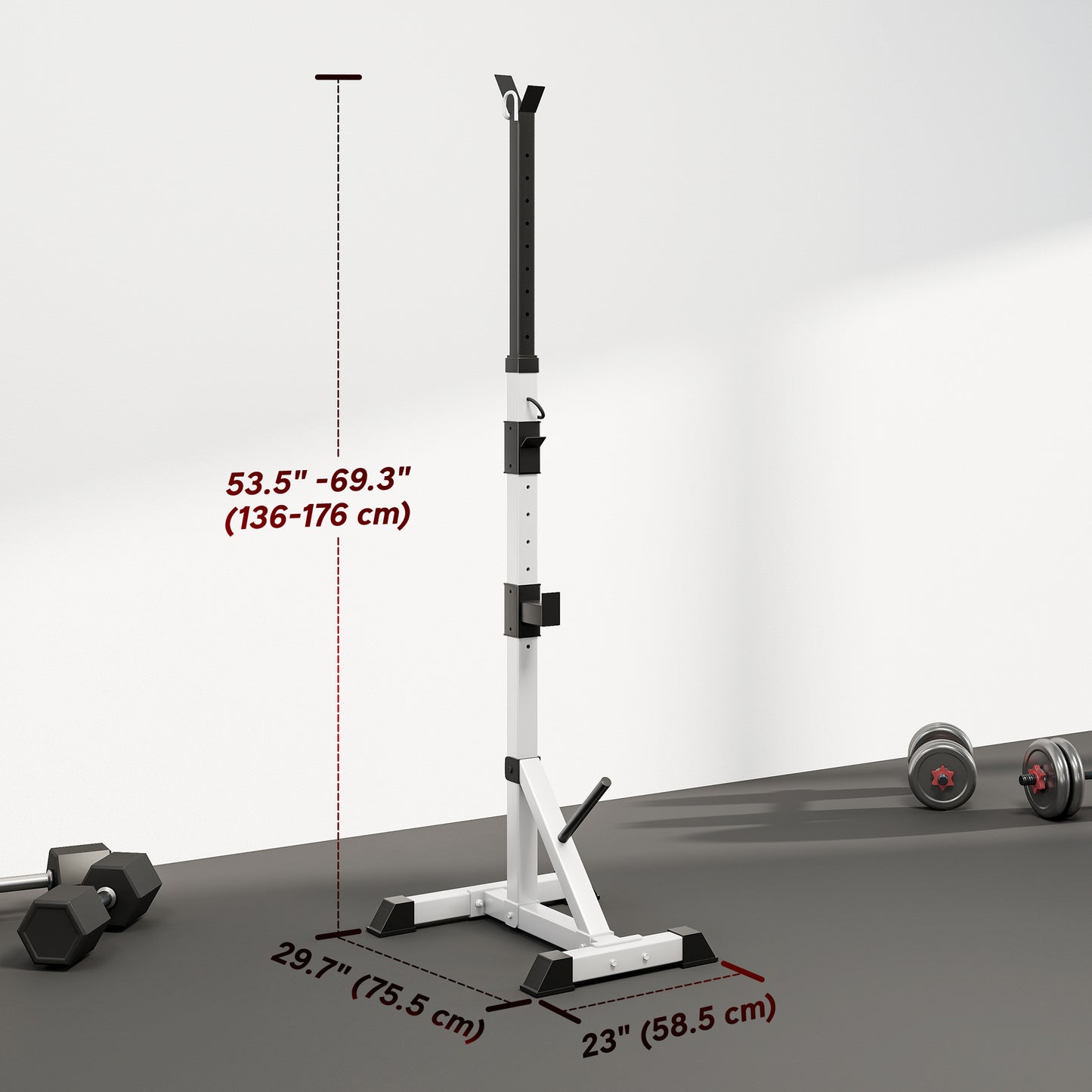 Soozier 2-Piece Barbell Rack, 53.5"-69.3" Height Adjustable Squat Rack Bench Press Rack, 440LBS Capacity