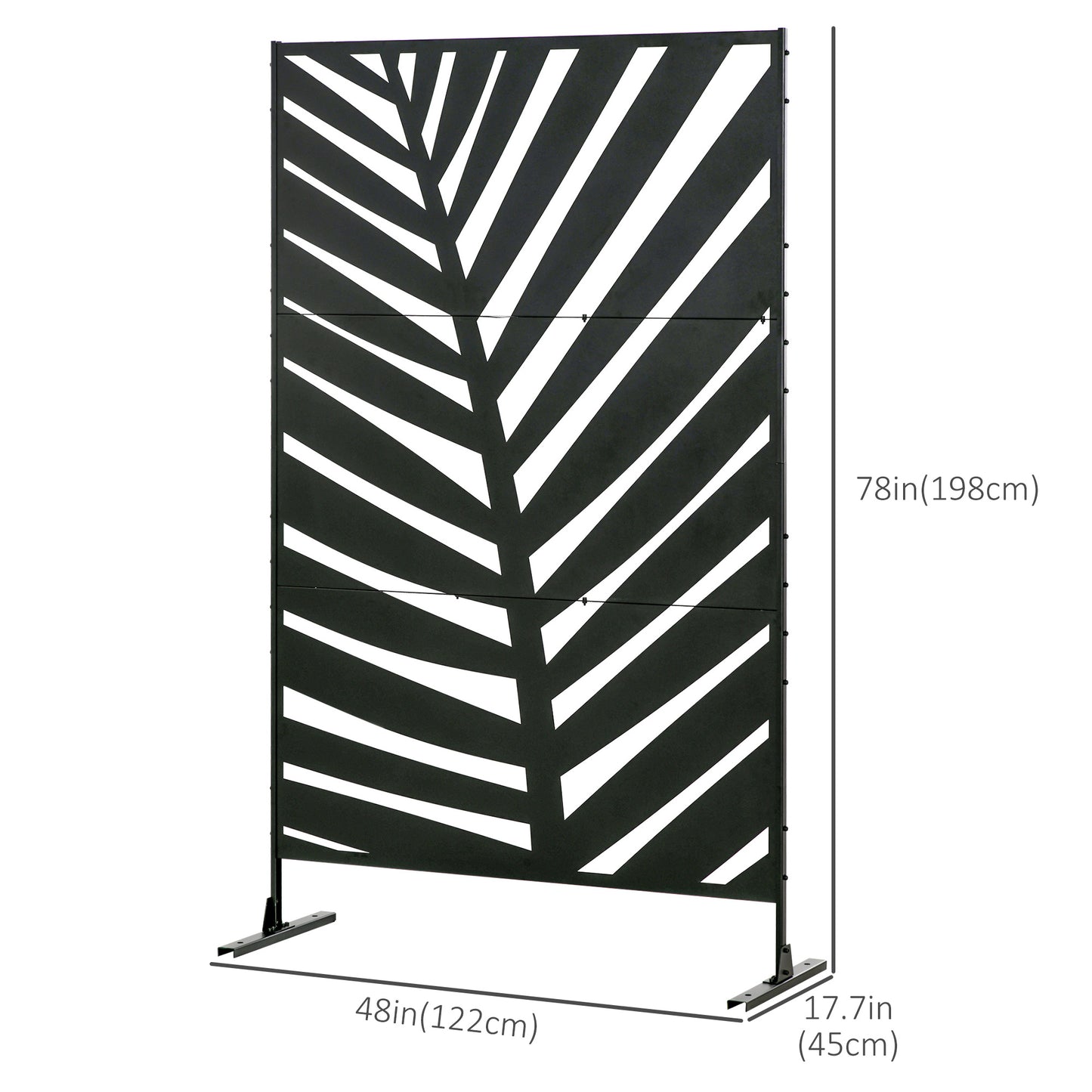 Metal Outdoor Privacy Screen, 48" x 78" H Decorative Outdoor Divider with Stand and Expansion Screws, Freestanding Privacy Panel for Garden Backyard Deck Pool, Banana Leaf