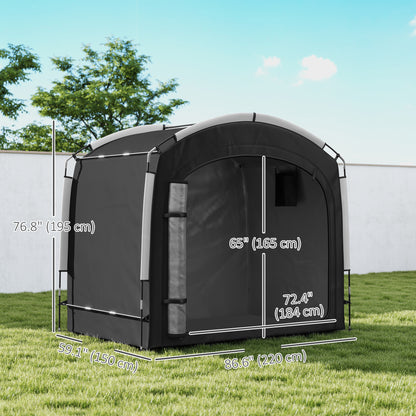 Bike Storage Shed Tent, Portable and Waterproof with 210D Oxford Fabric and Carry Bag for 3-4 Bicycles, Black