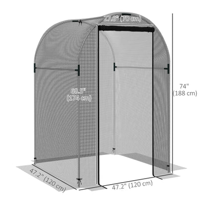 Galvanized Steel Crop Cage, Plant Protection Tent with Zippered Door, 4' x 4', Black