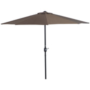 9ft Half Round Umbrella Outdoor Patio Garden Balcony Parasol Window Sun Shade w/ 5 Ribs Coffee