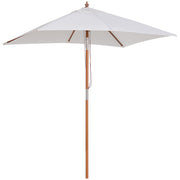 6.6x5ft Fir Wooden Patio Umbrella Square Market Parasol Tilt Mechanism 6 Ribs Garden Sunshade, Cream White