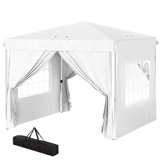 10' x 10' Pop-Up Canopy Tent with Sidewalls, Height-Adjustable, Carry Bag Included, for Outdoor, Garden, Patio, White