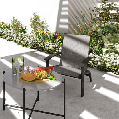 Outdoor Adirondack Chair Muskoka Chair with Aluminum Frame, Mesh Seat, High Back for Garden, Deck, Dark Grey