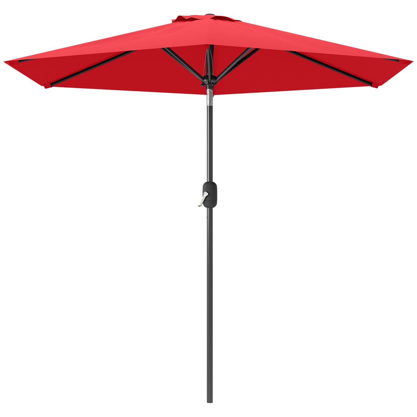 Patio Sun Umbrella, Outdoor Parasol with 6 Ribs, Wine Red