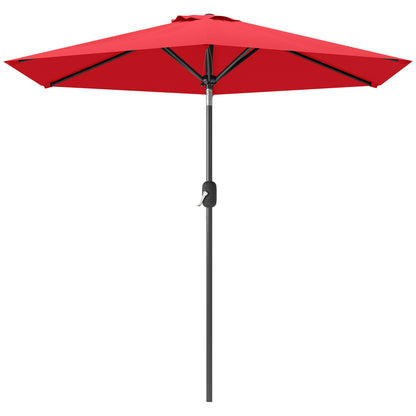 Patio Sun Umbrella, Outdoor Parasol with 6 Ribs, Wine Red