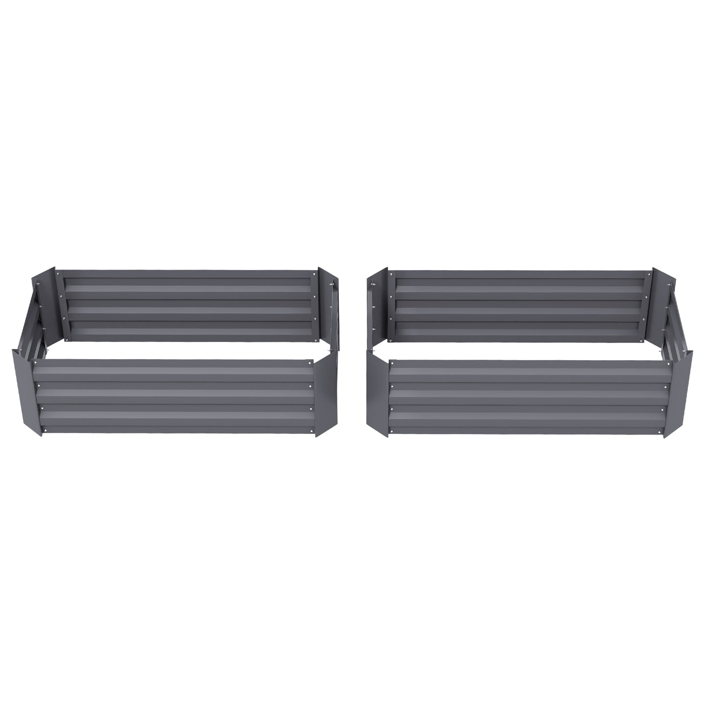 Set of 2 Raised Garden Bed, Steel Elevated Planter Box for Flowers, Herbs, Succulents, 39"x20"x12", Dark Grey