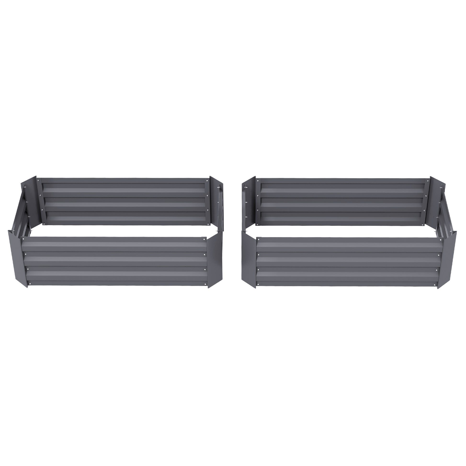 Set of 2 Raised Garden Bed, Steel Elevated Planter Box for Flowers, Herbs, Succulents, 39"x20"x12", Dark Grey