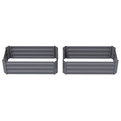 Set of 2 Raised Garden Bed, Steel Elevated Planter Box for Flowers, Herbs, Succulents, 39"x20"x12", Dark Grey