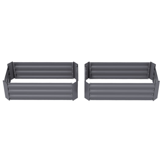 Set of 2 Raised Garden Bed, Steel Elevated Planter Box for Flowers, Herbs, Succulents, 39"x20"x12", Dark Grey