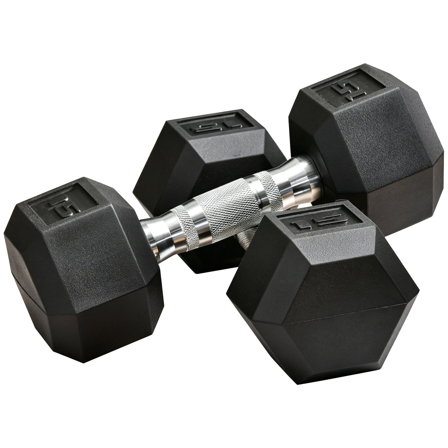 Soozier Rubber Dumbbells Weight Set, Total 30lbs Dumbbell Hand Weight for Body Fitness Training for Home Office Gym, 2 x 15lbs