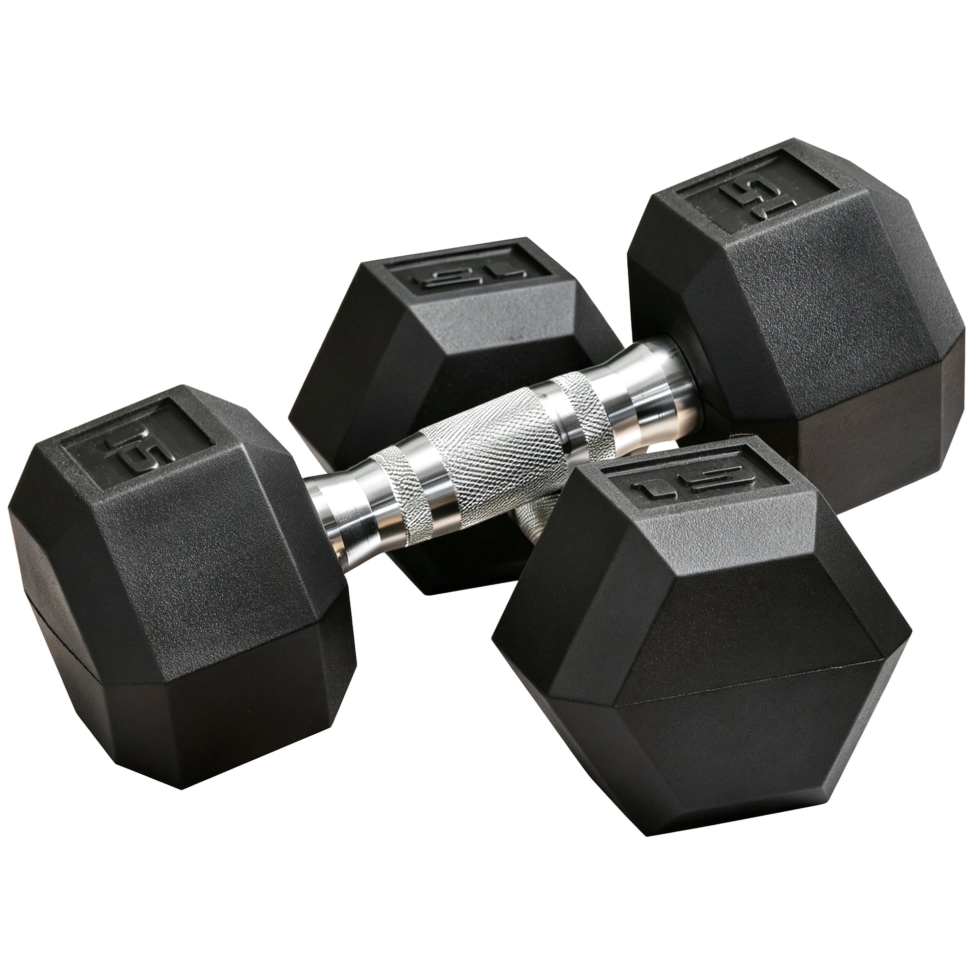 Soozier Rubber Dumbbells Weight Set, Total 30lbs Dumbbell Hand Weight for Body Fitness Training for Home Office Gym, 2 x 15lbs