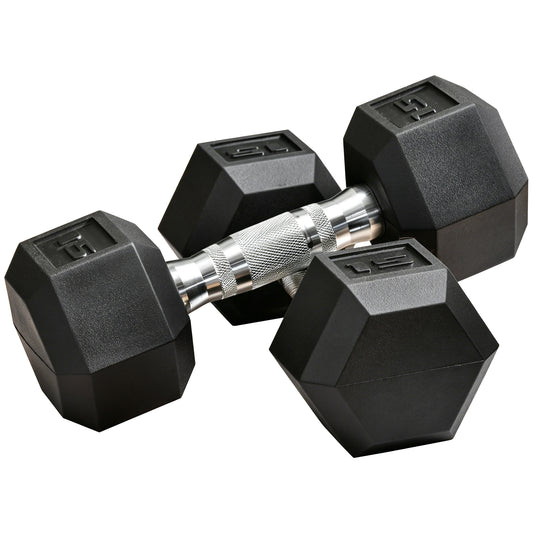 Soozier Rubber Dumbbells Weight Set, Total 30lbs Dumbbell Hand Weight for Body Fitness Training for Home Office Gym, 2 x 15lbs