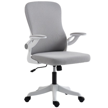 Ergonomic Office Chair, Swivel Desk Chair with Adjustable Lumbar Support and Height, Flip-up Armrests, Wheels, Grey