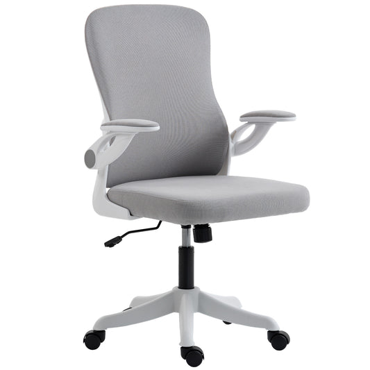Ergonomic Office Chair, Swivel Desk Chair with Adjustable Lumbar Support and Height, Flip-up Armrests, Wheels, Grey