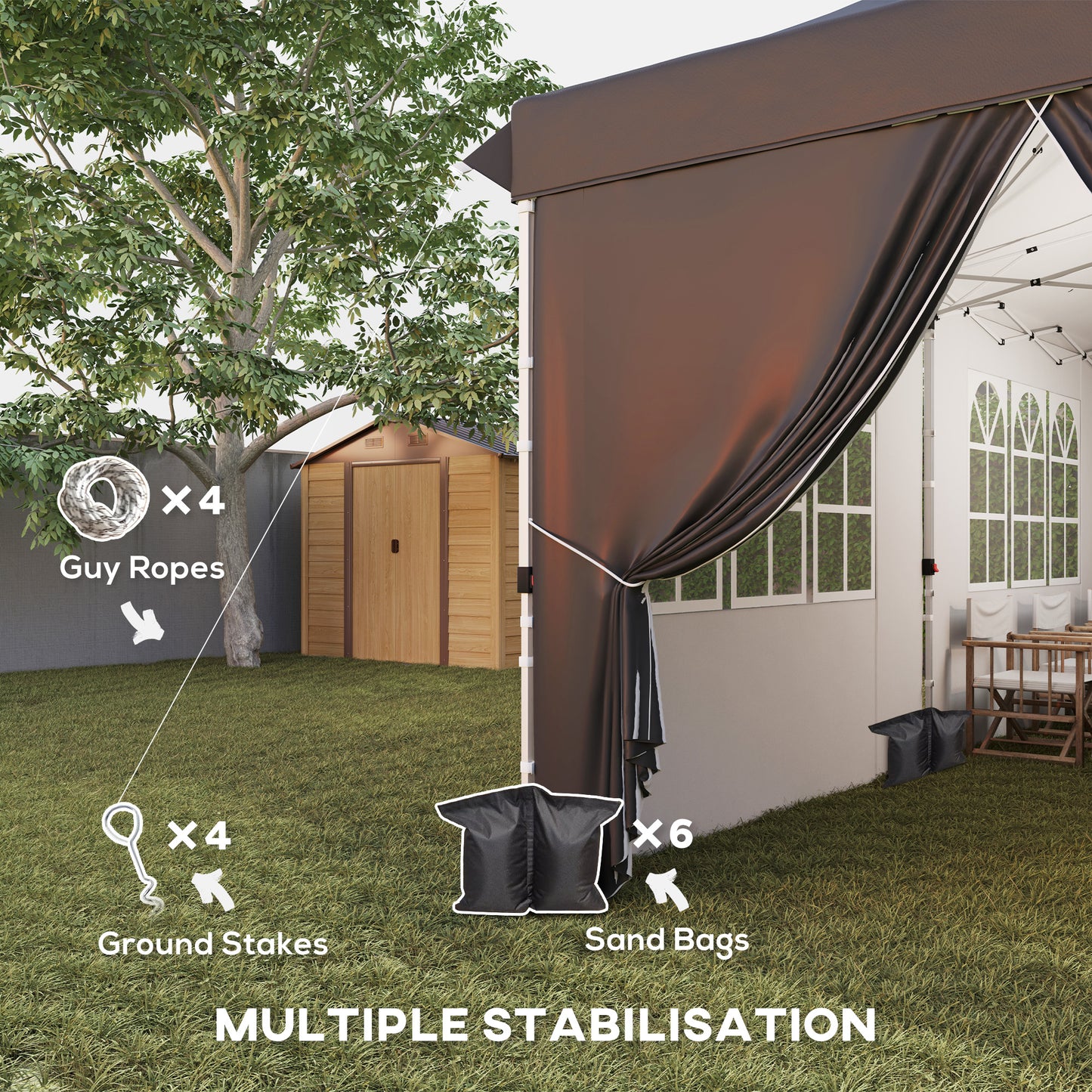 20x10 Pop Up Canopy with 6 Removable Sidewall, Carry Bag and 6 Sand Bags, Height Adjustable Instant Sun Shelter, Grey