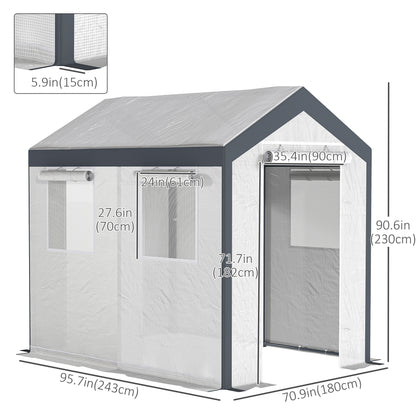 8' x 6' x 7.5' Heavy-duty Walk-in Greenhouse Outdoor Vegetable Plants Growing Warm House Seed Plant Growth Tent Polytunnel Shelter White