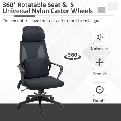 Office Chair High Back, Ergonomic Mesh Computer Chair Executive Task Chair with Massage Lumbar Support & Headrest Rocking