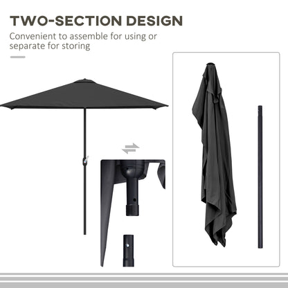 8ft Half Round Umbrella Outdoor Balcony Parasol Patio Garden Outdoor Window Sun Shade w/ 5 Ribs