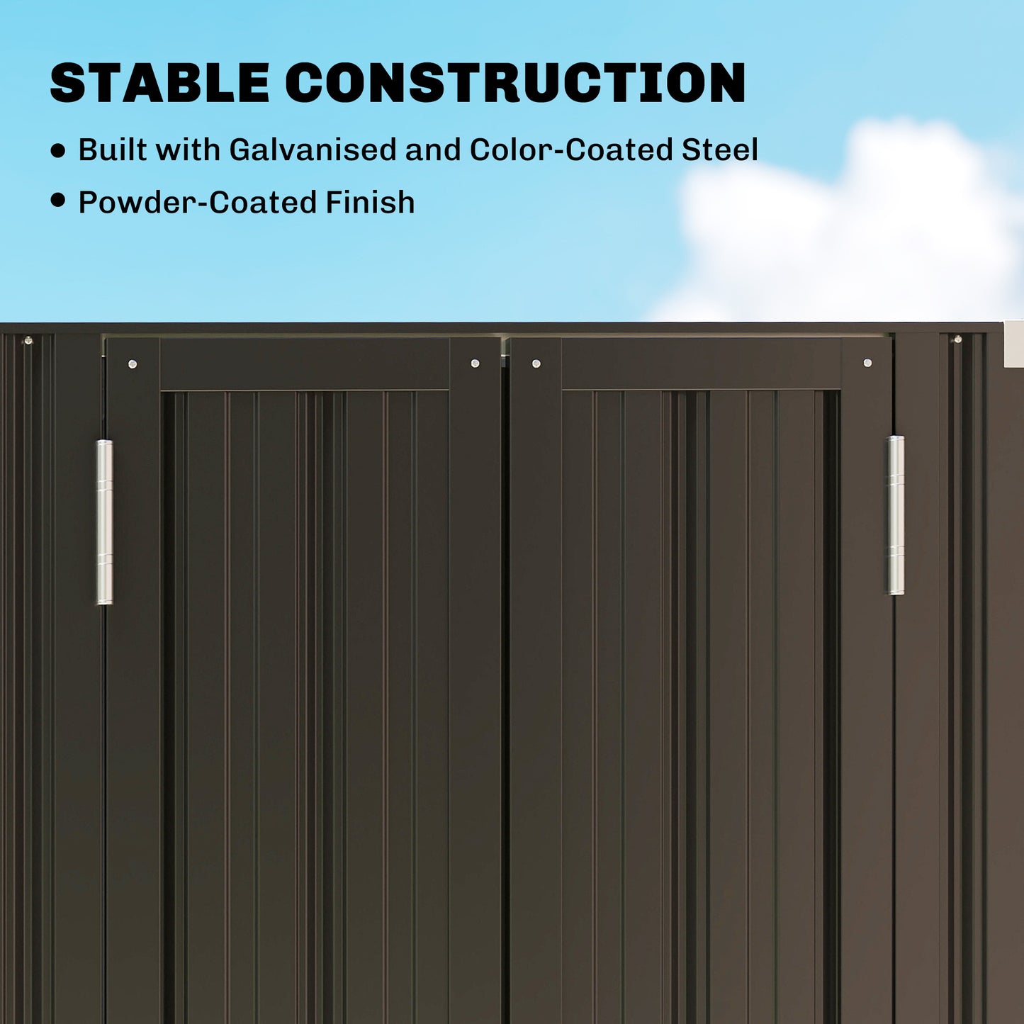 Outdoor Storage Shed with Adjustable Shelves Metal Garden Shed with Double Doors for Patio Balcony Garage