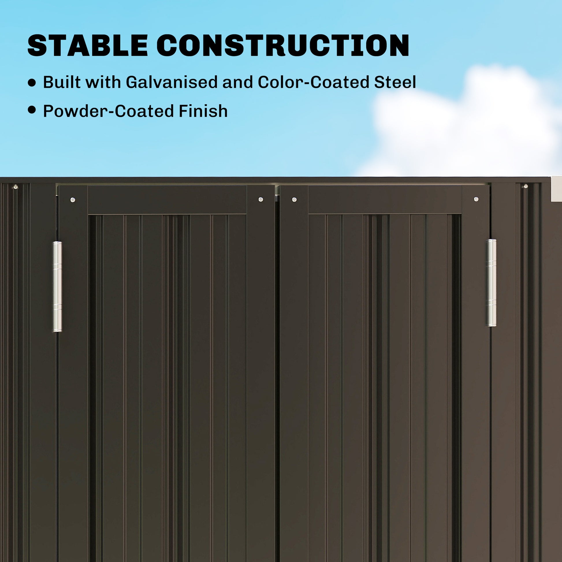 Outdoor Storage Shed with Adjustable Shelves Metal Garden Shed with Double Doors for Patio Balcony Garage