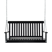 2-Seater Patio Swing Chair, Fir Wooden Porch Swing with Slatted Design, Hanging Chains for Outdoor, Garden, Black