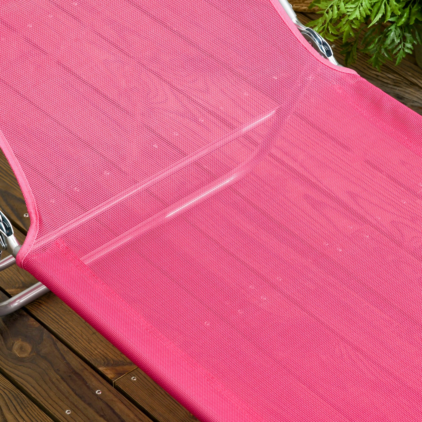 Set of 2 Folding Chaise Lounge Chairs, Outdoor Poolside Sun Tanning Chairs w/ Pillow, Reclining Backrest, Pink