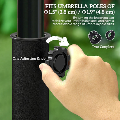 20 lbs Resin Half Round Patio Umbrella Base 20" Outdoor Decorative Parasol Stand Holder For Φ1.5", Φ1.9" Pole, Bronze