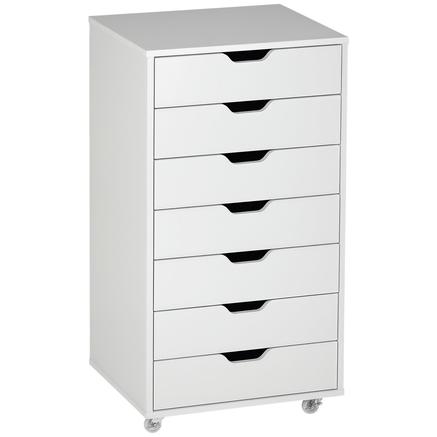7-drawer Vertical File Cabinet for Home Office, Storage Cabinet with Wheels, 18.7"x15.6"x35.4", White