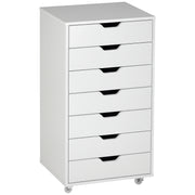 7-drawer Vertical File Cabinet for Home Office, Storage Cabinet with Wheels, 18.7"x15.6"x35.4", White