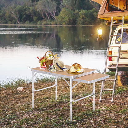 3ft Picnic Table with Slide Shelf Outdoor Portable Aluminum Folding Table 2 Adjustable Height