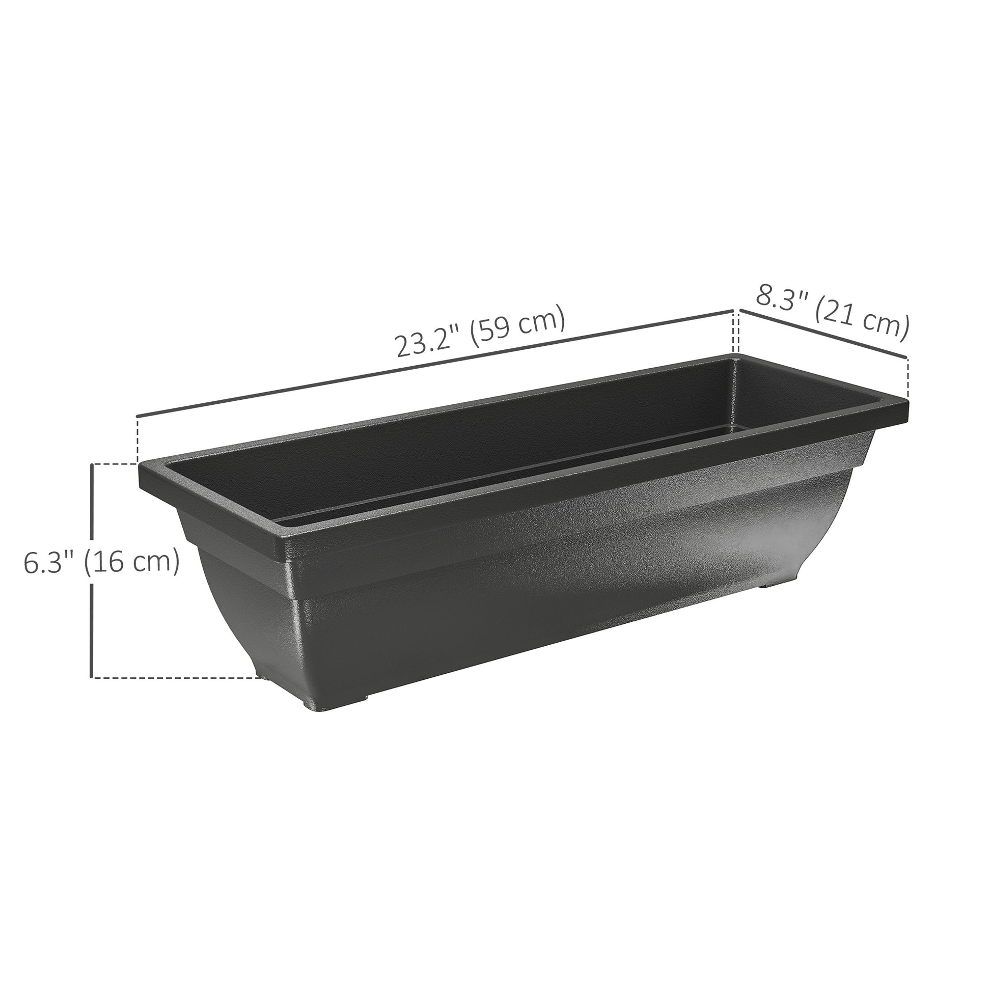 Long Rectangular Flower Plant Pots, 5 Pack 23 Inches Window Boxes Planters for Windowsill, Garden, Black