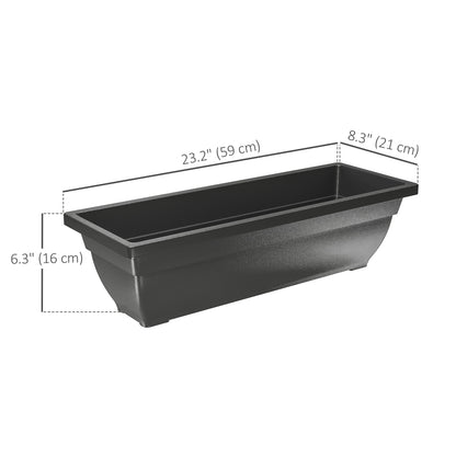 Long Rectangular Flower Plant Pots, 5 Pack 23 Inches Window Boxes Planters for Windowsill, Garden, Black