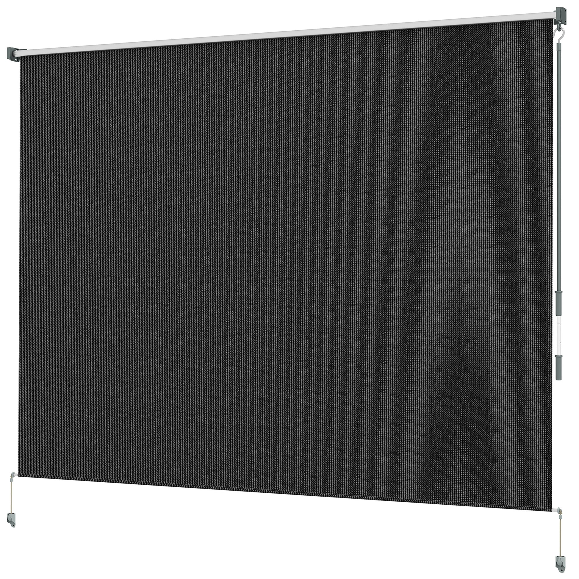 8' x 6' Patio Door Blinds, Outdoor Roller Shades, Cordless Roll Up Shade for Porch Gazebo, Black