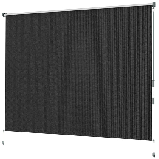 8' x 6' Patio Door Blinds, Outdoor Roller Shades, Cordless Roll Up Shade for Porch Gazebo, Black