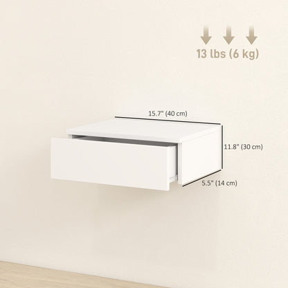 Set of 2 Wall Mounted Bedside Tables, Floating Nightstands with Drawer for Bedroom, White