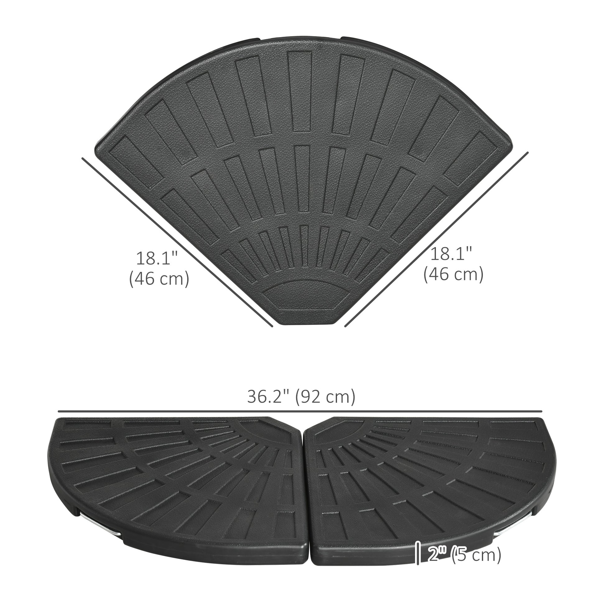 2-Piece Umbrella Weights for Cantilever Parasols with Handles, Heavy Duty Parasol Base Weights for Cross Base, Black